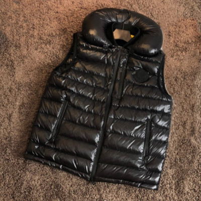 Moncler 2019 Mens Patch Logo Modern Duck Down Padding Vest - 몽클레어 2019 남성 패치 로고 모던 덕다운 패딩 조끼 Moc01112x.Size(m - 3xl).블랙