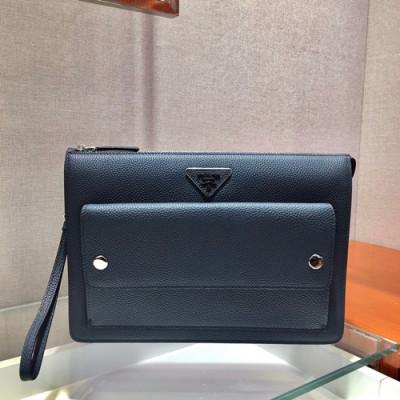 Prada 2019 Leather Mens Clutch Bag ,30CM - 프라다 2019 레더 남성용 클러치백 2VF018-1, 30CM,네이비