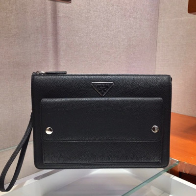 Prada 2019 Leather Mens Clutch Bag ,30CM - 프라다 2019 레더 남성용 클러치백 2VF018-2, 30CM,블랙