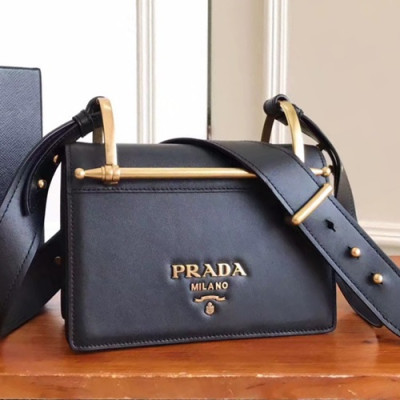 Prada 2019 Leather Shoulder Bag,20CM - 프라다 2019 레더 숄더백,PRAB0093,20cm,블랙