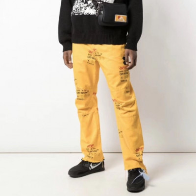 Off-White 2019 Mens Logo Denim Pants - 오프화이트 2019 남성 로고 데님 팬츠 Off0217x.Size(29 - 40).옐로우