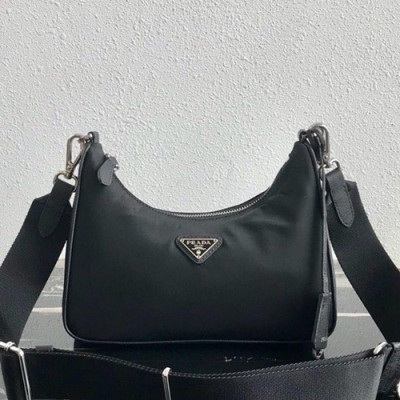 Prada 2019 Nylon Hobo Tote Shoulder Bag,22CM - 프라다 2019 나일론 호보 토트 숄더백,PRAB0097,22cm,블랙