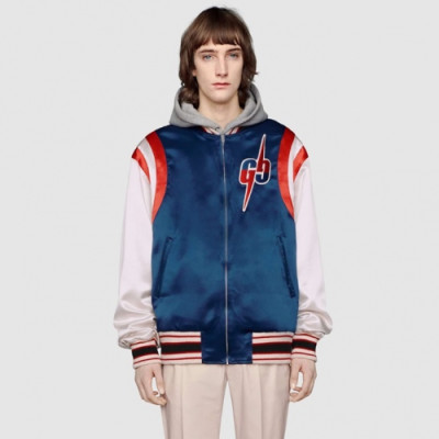 Gucci 2019 Mens Logo Casual Bombar Jacket - 구찌 2019 남성 로고 캐쥬얼 봄버 자켓 Guc01663x.Size(s - 2xl).블루