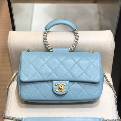 Chanel 2019 Woman Leather Tote Shoulder Bag 24CM - 샤넬 2019 여성용 레더 토트 숄더백,CHAB1316,24CM,스카이블루