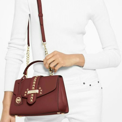 Michael Kors 2019 Leather Shoulder Bag, 22CM - 마이클 코어스 2019 레더 숄더백 ,MKB0286, 22CM,와인