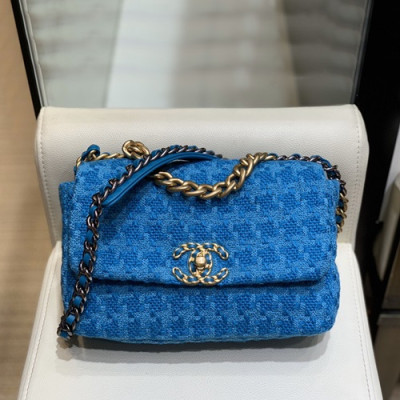 Chanel 2019 Tweed Shoulder Bag ,26CM - 샤넬 2019 여성용 트위드 숄더백  CHAB1326,26CM,블루