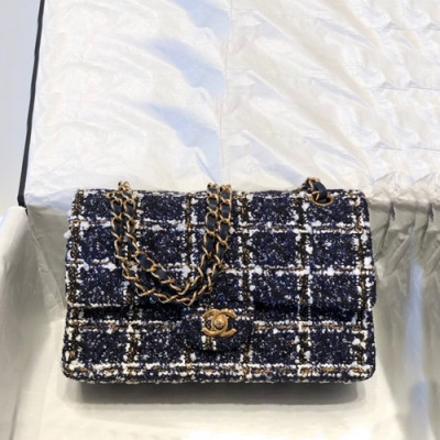 Chanel 2019 Tweed Shoulder Bag ,25CM - 샤넬 2019 여성용 트위드 숄더백  1112 - CHAB1327,25CM,네이비