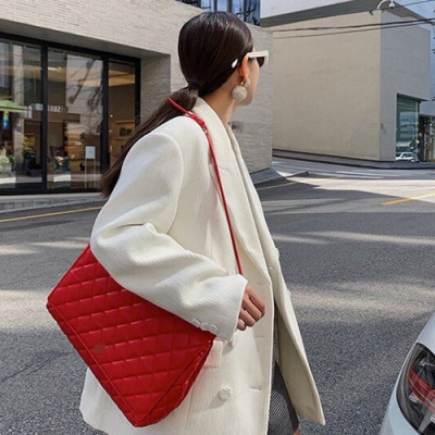 Balenciaga 2019 Leather Shoulder Bag,37CM - 발렌시아가 2019 레더 숄더백,BGB0502,37CM,레드