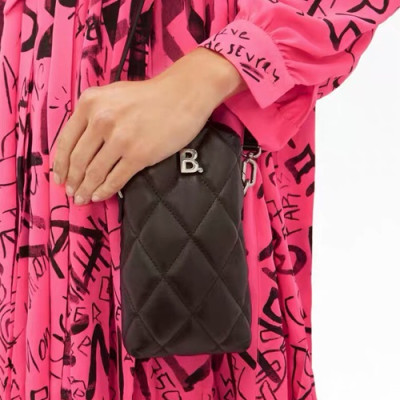 Balenciaga 2019 Leather Phone Bag Shoulder Bag,20CM - 발렌시아가 2019 여성용 레더 폰 백 숄더백,BGB0505,20CM,블랙