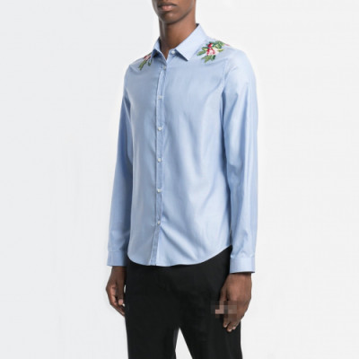 Gucci 2019 Mens Neck Logo Slim Fit Cotton shirt - 구찌 2019 남성 넥로고 슬림핏 코튼 셔츠 Guc01714x.Size(m - 3xl).스카이블루