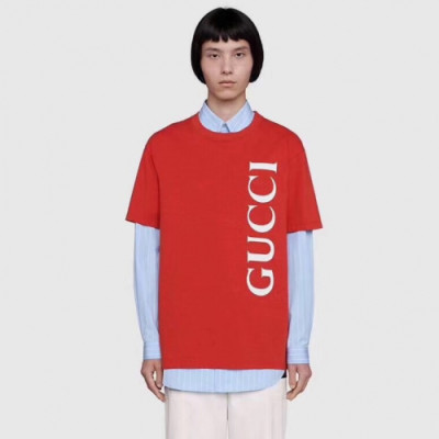 [매장판]Gucci 2019 Mm/Wm Logo Cotton Short Sleeved Tshirt - 구찌 2019 남자 로고 코튼 반팔티 Guc01731x.Size(s - l).3컬러(레드/그린/블루)