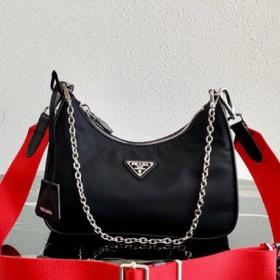 Prada 2019 Nylon Hobo Tote Shoulder Bag,22CM - 프라다 2019 나일론 호보 토트 숄더백,PRAB0103,22cm,블랙