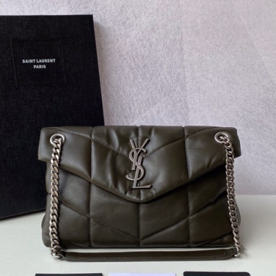 Saint Laurent 2019 Women Lou Lou Puffer Shoulder Cross Bag,29CM - 입생로랑 2019 여성용 루루 푸퍼 숄더 크로스백 577476, SLB0528, 29CM,카키