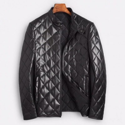 Louis vuitton 2019 Mens Logo Leather Down Jacket - 루이비통 2019 남성 로고 가죽 다운 자켓 Lou01433x.Size(l - 4xl).블랙