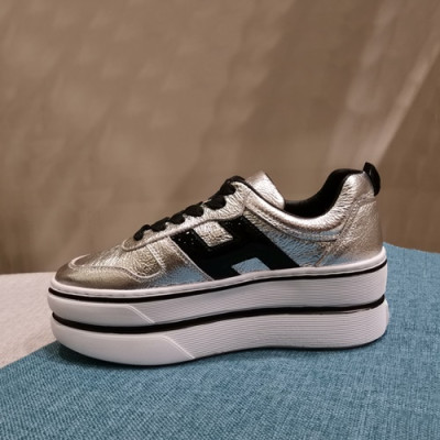 Hogan 2019 Ladies Leather Platform Sneakers - 호간 2019 여성용 레더 플랫폼 스니커즈 HOGS0011.Size(225 - 245).실버