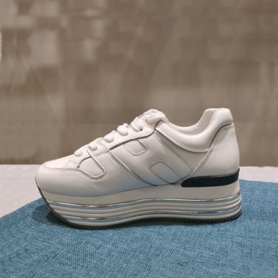 Hogan 2019 Ladies Leather Platform Sneakers - 호간 2019 여성용 레더 플랫폼 스니커즈 HOGS0020,Size(225 - 245).화이트