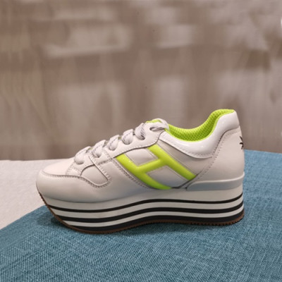 Hogan 2019 Ladies Leather Platform Sneakers - 호간 2019 여성용 레더 플랫폼 스니커즈 HOGS0022,Size(225 - 245).화이트