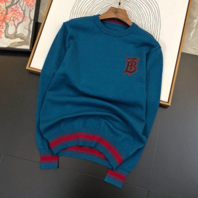 Burberry 2019 Mens Retro Logo Crew-neck Wool Sweater - 버버리 2019 남성 레트로 로고 크루넥 울 스웨터 Bur01611x.Size(m - 3xl).블루