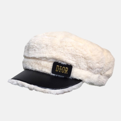 Dior 2019 Ladies Fur & Leather Cap - 디올 2019 여성용 퍼 & 레더 모자 DIOM0026, 화이트