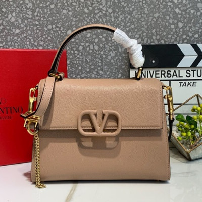 Valentino 2019 Leather Vsling Small Tote Shoudler Bag,25CM - 발렌티노 2019 레더 브이슬링 스몰 토트 숄더백,0025-VTB0907,25CM,베이지핑크