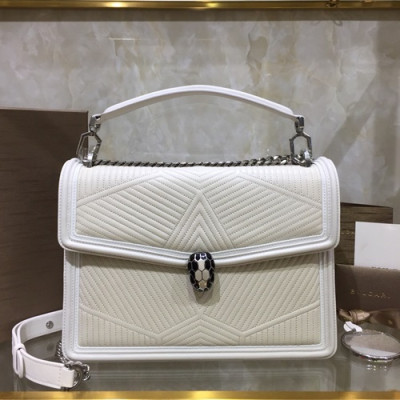 Bvlgari 2019 Serpenti Forever Chain Tote Shoulder Bag,28.5CM - 불가리 2019 세르펜티 포에버 체인 토트 숄더백,BVLB0191,28.5cm,화이트