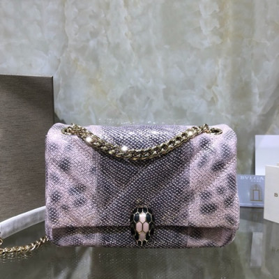 Bvlgari 2019 Serpenti Cabochon Chain Shoulder Bag,22.5CM - 불가리 2019 세르펜티 카보숑 체인 숄더백,BVLB0218,22.5cm,핑크