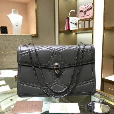 Bvlgari 2019 Serpenti Chain Shoulder Bag,28CM - 불가리 2019 세르펜티 체인 숄더백,BVLB0225,28cm,그레이