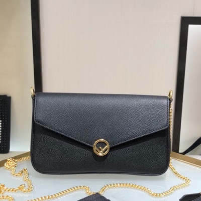 Fendi 2019 Leather Chain Shoudler Cross Bag,22CM - 펜디 2019 레더 체인 숄더 크로스백,FENB0499,22CM,블랙