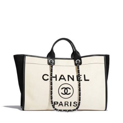 Chanel 2019 Women Felt Tote Shoulder Shopper Bag,44cm - 샤넬 2019 여성용 펠트 토트 숄더 쇼퍼백,CHAB1360, 44cm,화이트