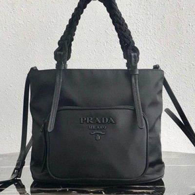 Prada 2019  Nylon Tote Shoulder Shopper Bag,22cm - 프라다 2019 여성용 나일론 토트 숄더 쇼퍼백 ,1BA207-1,22cm,블랙