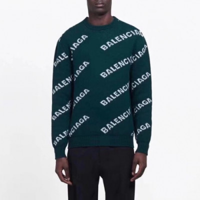 [커스텀급]Balenciaga 2019 Mens Logo Crew - neck Wool Sweater - 발렌시아가 2019 남자 로고 크루넥 울 스웨터 Bal0405x.Size(s - l).그린