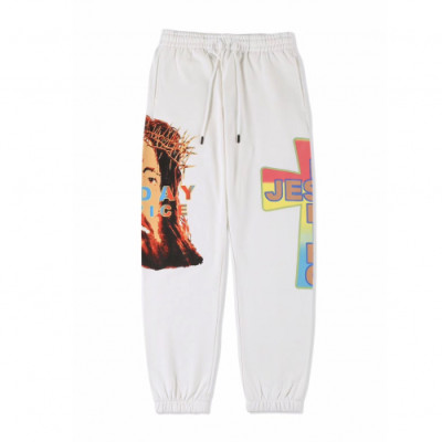 Kanye west 2019 Mens Logo Oversize Cotton Pants - 카니예 웨스트 2019 남성 로고 오버사이즈 코튼 팬츠 Kany0035x.Size(m - xl).화이트