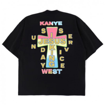 Kanye west 2019 Mm/Wm Logo Oversize Cotton Short Sleeved Tshirt - 카니예 웨스트 2019 남자 로고 오버사이즈 코튼 반팔티 Kany0036x.Size(m - xl).블랙