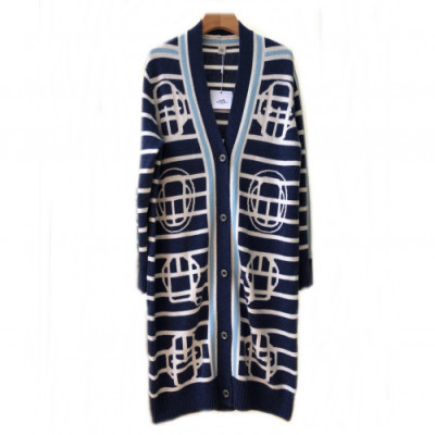 [에르메스]Hermes 2020 Womens V-neck Cashmere Long Cardigan- 에르메스 2020 여성 브이넥 캐시미어 롱 가디건 Her0349x.Size(s - l).블루