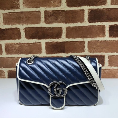 Gucci 2019 GG Marmont Matlase Women Shoulder Bag,26CM - 구찌 2019 GG 마몬트 마틀라세 여성용 숄더백 443497,GUB0932,26CM,블루