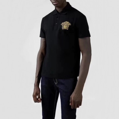 [베르사체]Versace 2020 Mens Logo Cotton Short Sleeved Polo Tshirts - 베르사체 2020 남성 로고 코튼 폴로 반팔티 Ver0481x.Size(m - 2xl).블랙