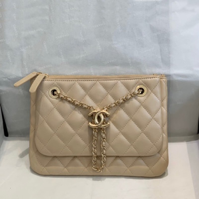 Chanel 2019 Leather Chain Shoulder Cross Bag / Clutch Bag,22.5CM - 샤넬 2019 여성용 레더 체인 숄더 크로스백,CHAB1378,22.5CM,베이지