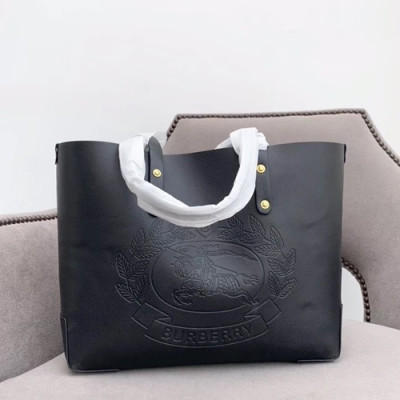 Burberry 2019 Leather Tote Shoulder Shopper Bag, 35cm - 버버리 2019 여성용 레더 토트 숄더 쇼퍼백 ,BURB0444,35cm,블랙