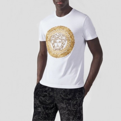 [베르사체]Versace 2020 Mens Logo Silket Short Sleeved Tshirts - 베르사체 2020 남성 로고 실켓 반팔티 Ver0488x.Size(s - 3xl).화이트