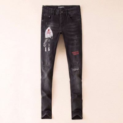 Mastermind Japan Mens Graffity Denim Jeans - 마스터마인드 2020 남성 그래피티 데님 청바지 Mas0061x.Size(28 - 38).블랙