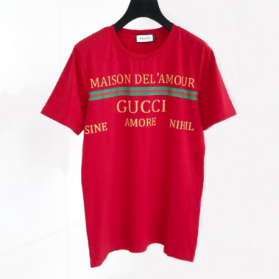 [매장판]Gucci 2020 Mm/Wm Logo Silket Short Sleeved Tshirts - 구찌 2020 남자 로고 실켓  반팔티 Guc02102x.Size(s - 2xl).레드