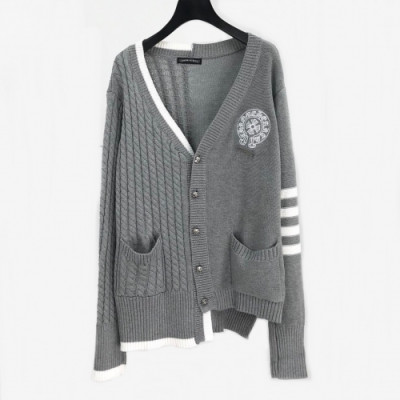 [크롬하츠]Chrome Hearts 2020 Mens V-neck Oversize Knit Cardigan - 크롬하츠 2020 남성 브이넥  오버사이즈 니트 가디건 Chr0114x.Size(m - 2xl).그레이