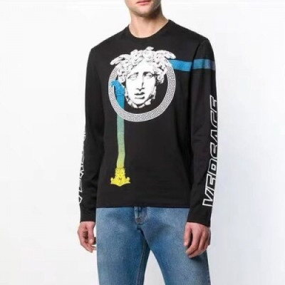 [베르사체]Versace 2020 Mens Medusa Logo Crew-neck Cotton Tshirts - 베르사체 2020 남성 메두사 로고 크루넥 코튼 긴팔티 Ver0539x.Size(s - 3xl).블랙