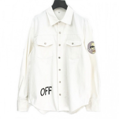 [오프화이트]Off white 2020 Mens Basic Logo Denim Tshirts - 오프화이트 2020 남성 베이직 로고 오버사이즈 데님 셔츠 Off0384x.Size(m - xl).화이트