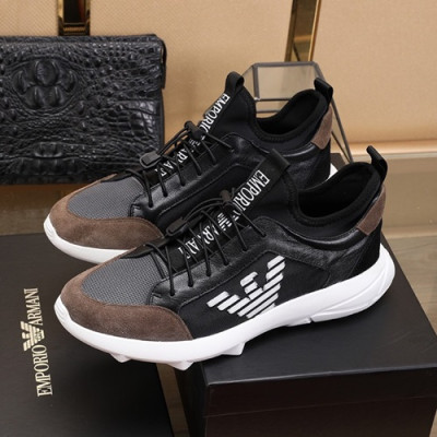 Armani 2020 Mens Leather & Canvas Sneakers  - 알마니 2020 남성용 레더 & 캔버스 스니커즈 ARMS0219,Size(240 - 270).블랙브라운