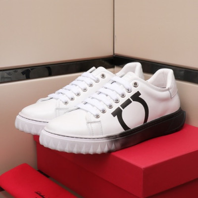 Ferragamo 2019 Mens Leather Sneakers - 페라가모 2019 남성용 레더 스니커즈, FGMS00285,Size(240 - 270).화이트