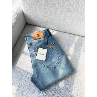 Ermenegildo Zegna 2023 Mens Casual Logo Denim Jeans - 에르메네질도 제냐 2023 남성 캐쥬얼 로고 데님 청바지 Zeg0160x.Size(29 - 38).블루