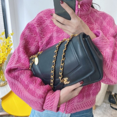 Chanel 2020 Woman Leather Shoulder Bag 25CM - 샤넬 2020 여성용 레더 숄더백,CHAB1404,25CM,블랙