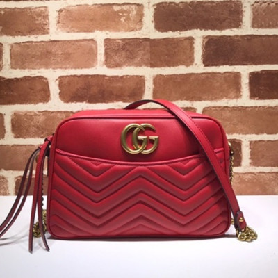 Gucci 2020 GG Marmont Matlase Leather Women Shoulder Bag,28CM - 구찌 2020 GG 마몬트 마틀라세 레더 여성용 숄더백 443499,GUB0959,28CM,레드