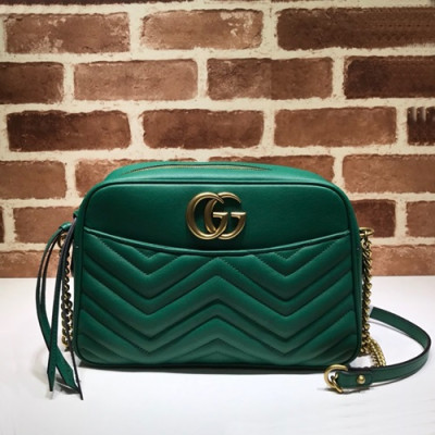 Gucci 2020 GG Marmont Matlase Leather Women Shoulder Bag,28CM - 구찌 2020 GG 마몬트 마틀라세 레더 여성용 숄더백 443499,GUB0960,28CM,그린